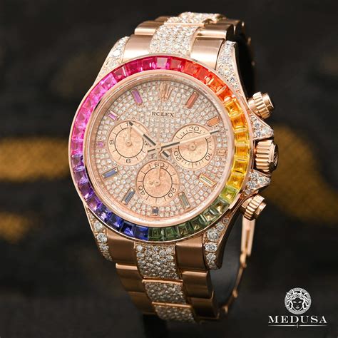 rolex daytona rainbow iced out|iced out rolex bezel.